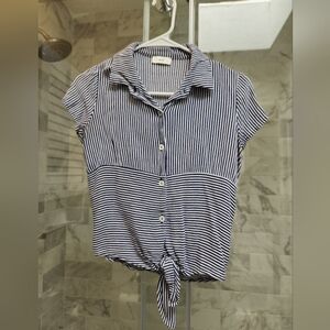 XS blue and white striped Top